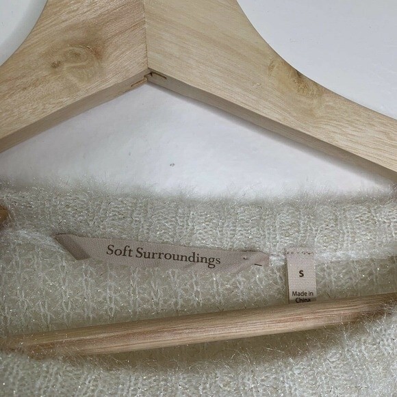 Soft Surroundings Cable Knit Shimmering White Sweater Open Knit Size Small - Picture 10 of 10